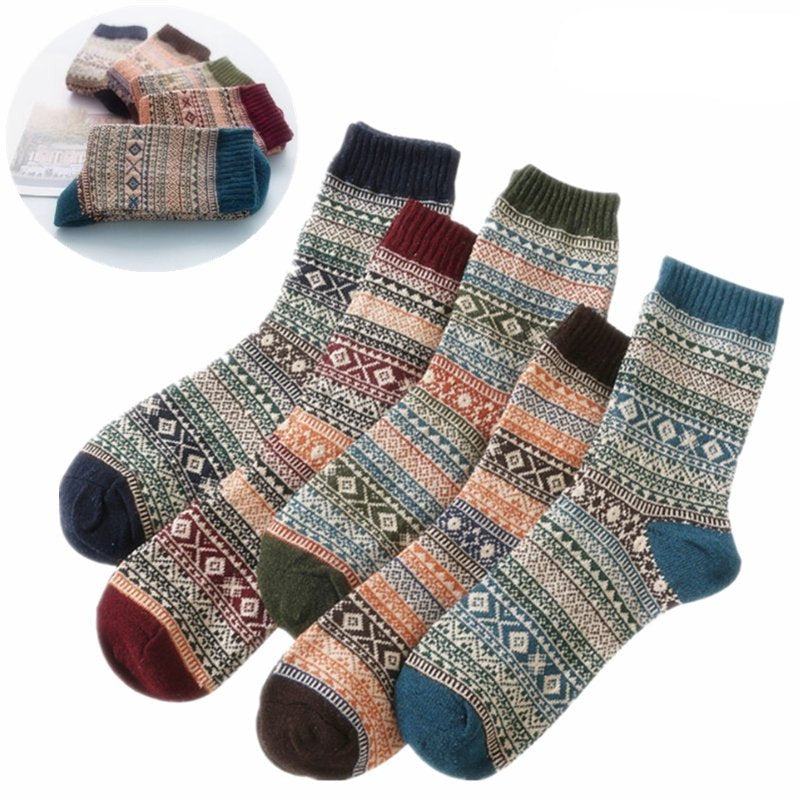 5 Pairs Men's Winter Wool Socks -Thick Heavy Thermal Socks 