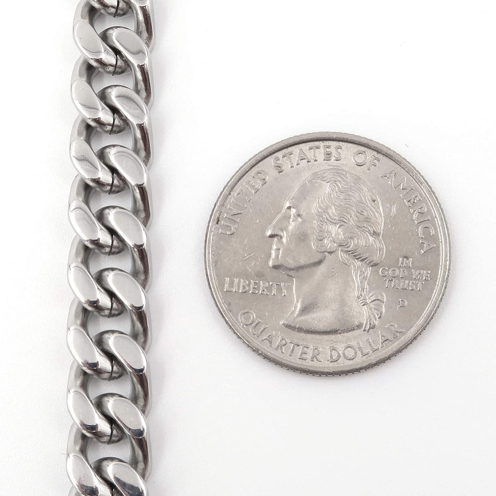 Men's Stainless Steel Simple Curb Cuban Link Chain Bracelet