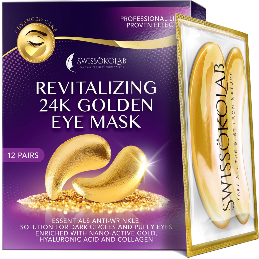  Under Eye Patches For Puffy Eyes 24k Gold Eye Mask Dark Circles And Puffiness Collagen Eye Gel Pads Moisturizing & Reducing Wrinkles Anti-Aging Hyaluronic Acid (Green Tea)