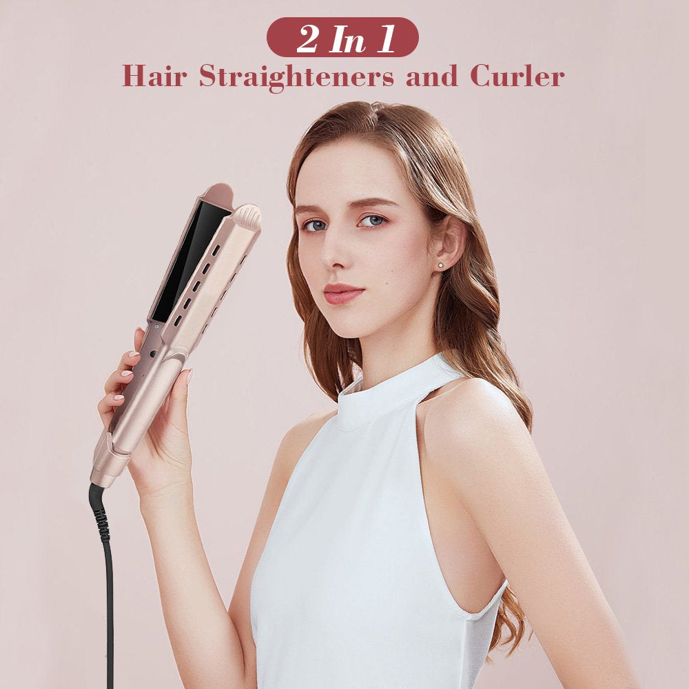 2-in-1 Flat Iron -  Hair Straightener and Curling Iron, Tourmaline Ceramic