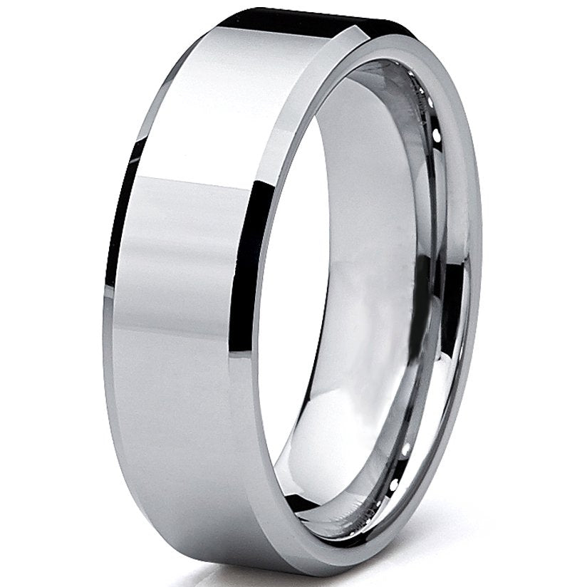 Women'S 5MM High Polish Beveled Edge Tungsten Carbide Wedding Ring Bands Sz 8