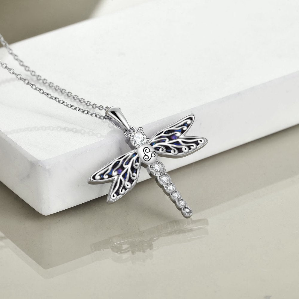 Dragonfly Necklace Sterling Silver Triskele Celtic Dragonfly Gifts Abalone Shell Jewelry for Women Girls