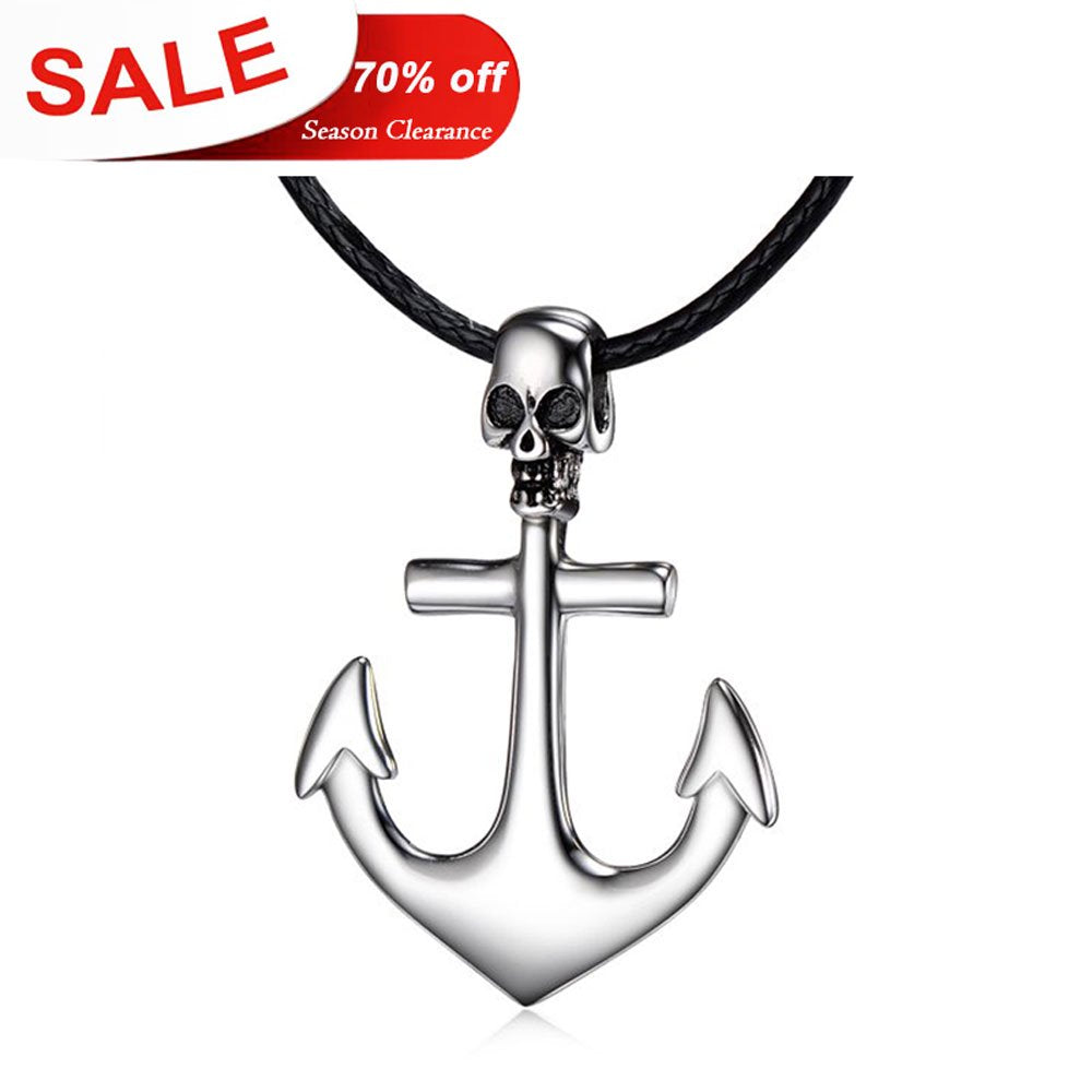 Skull Necklace Anchor Pendant Necklaces 925 Sterling Silver for Mens Women Unisex Hypoallergenic 18K White Gold Plated Fashion Jewelry Festival Gifts for Son Daughter