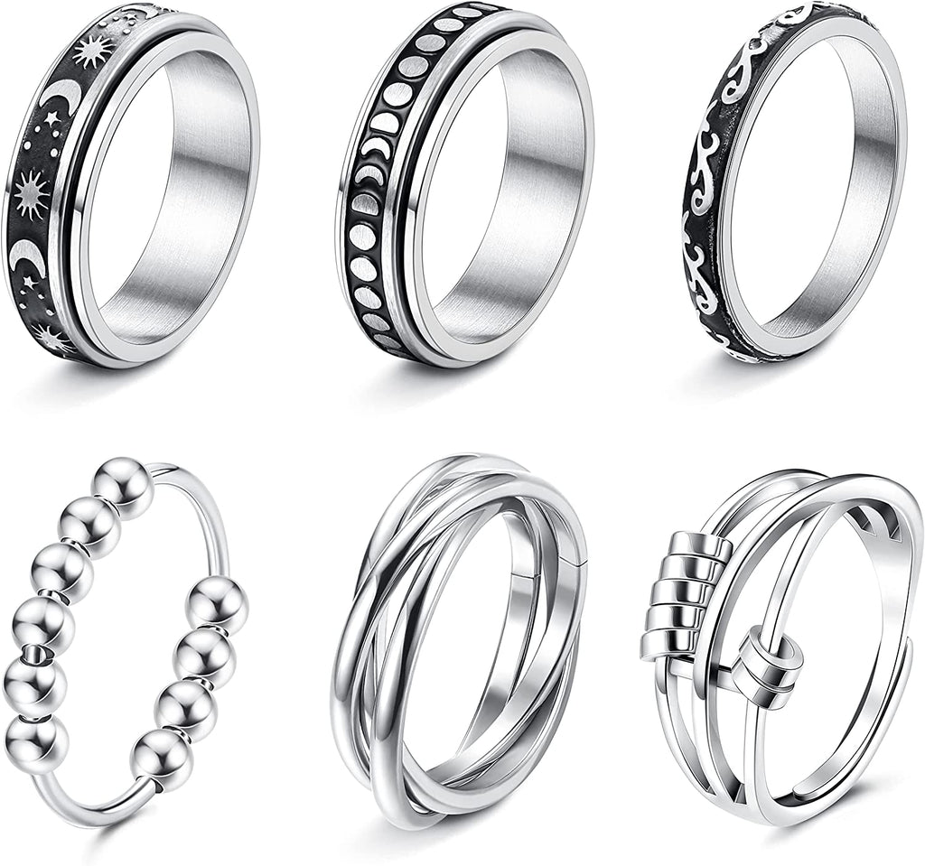 Stainless Steel Fidget Rings (Size 5-11)