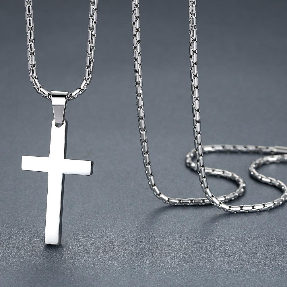 Men's Stainless Steel Simple Cross Pendant Necklace