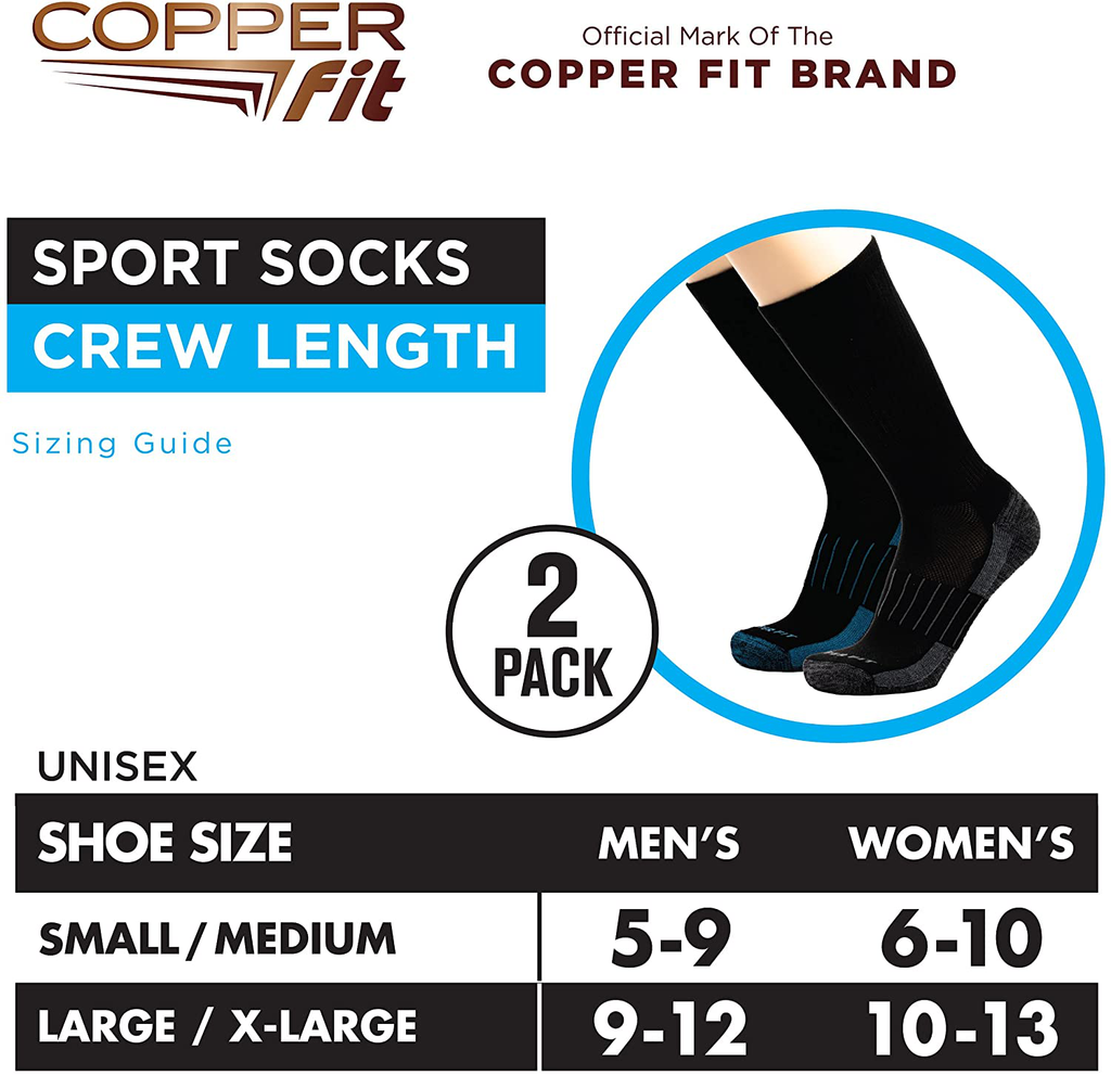 Copper Fit Crew Sport Socks-2 Pack