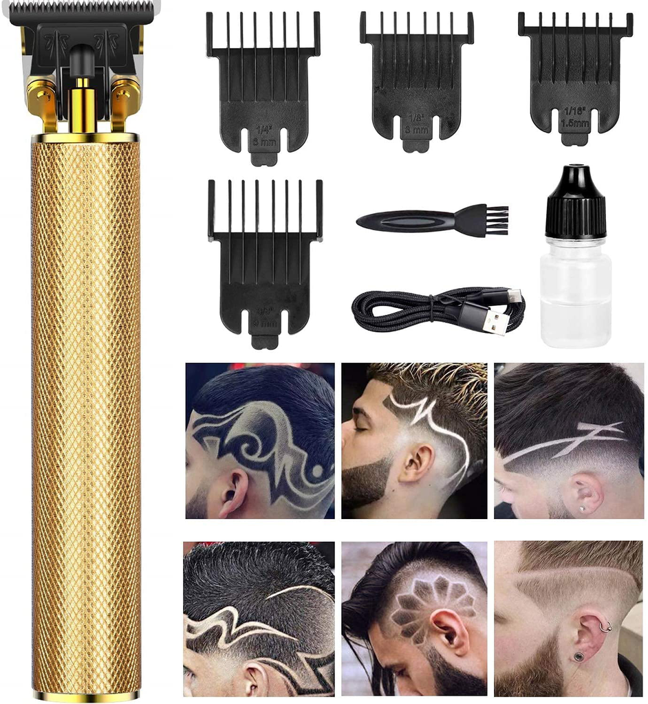 Hair Clippers for Men,YOGINGO Cordless Rechargeable Hair Trimmer Metal Body Cutting Grooming Kit Beard Shaver Barbershop Professional (GOLD)