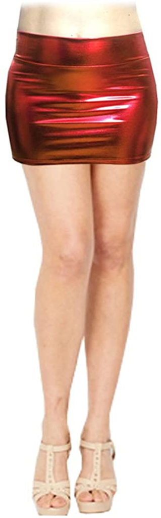 SACASUSA Shiny Stretchy Metallic Liquid Wet Look Mini Skirts 10 Colors