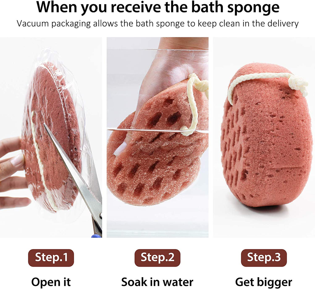 BAIMEI Bath Sponge, Sponge Loofah Body Scrubber, Shower Pouf Cleaning Loofahs Sponge, Shower Use Sponge (2pcs)