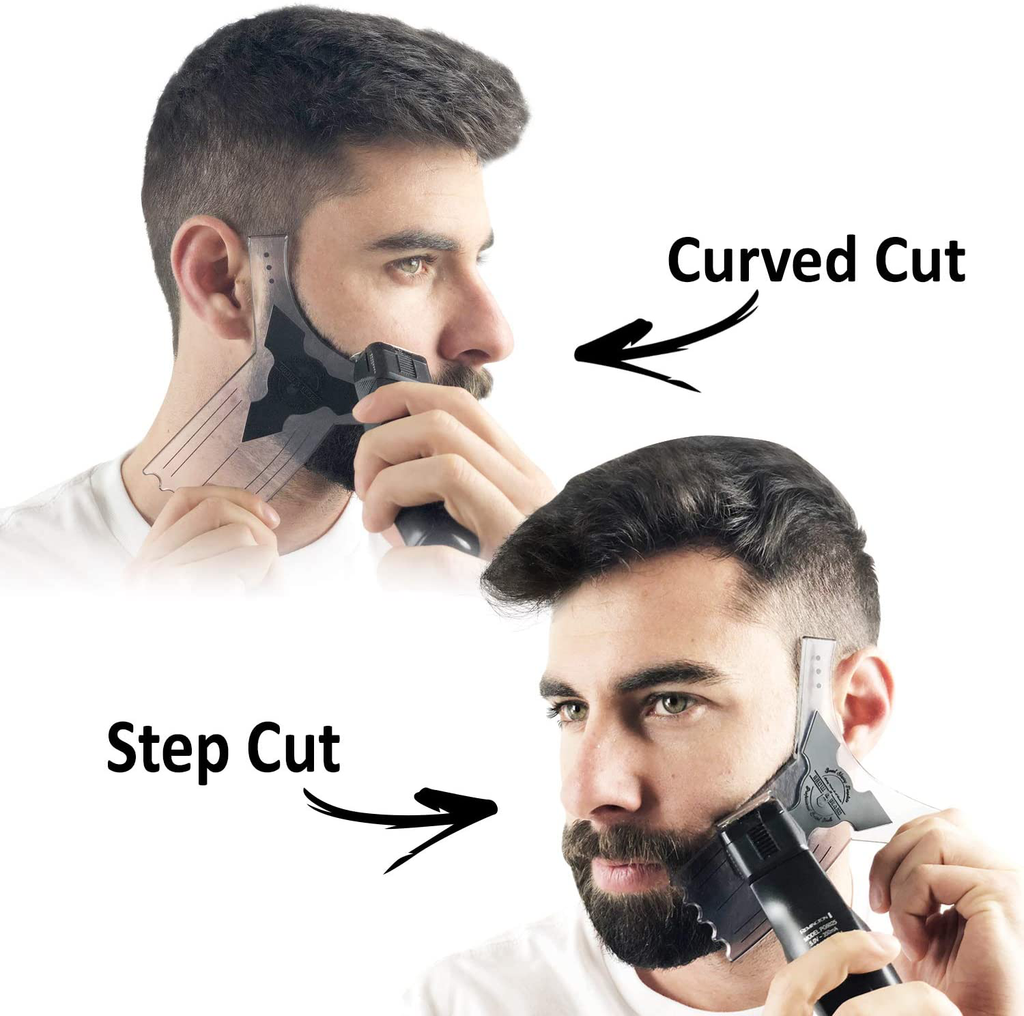 Beard Shaper & Beard Shaping Tool for Men, Beard Lineup Guide Template, Perfect for Styling and Edging, Includes Dual Action Beard Comb & Barber Pencil Liner