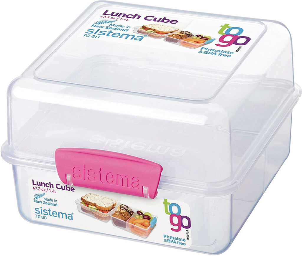 Sistema To Go Collection Lunch Cube Compact Food Storage Container, 5.9 Cup, Color Varies | Great for Meal Prep | BPA Free, Reusable