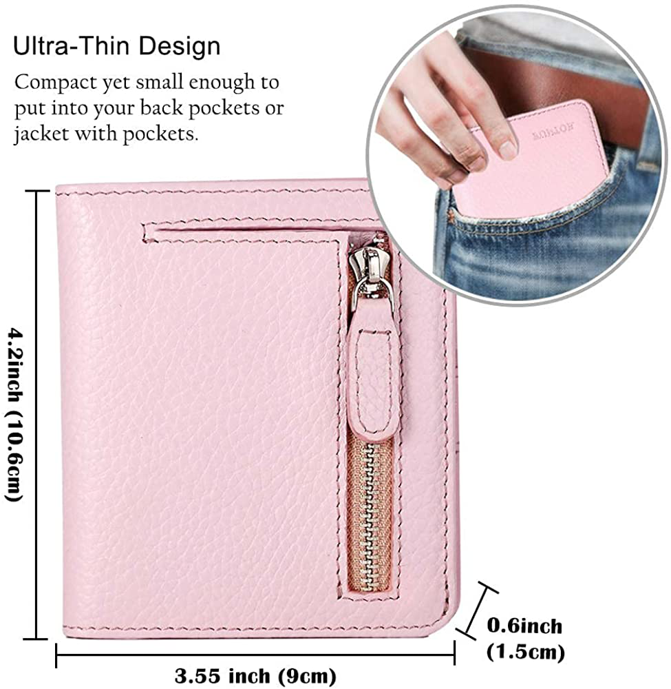 FUNTOR Small Wallets for Women, Ladies Small Compact Bifold Pocket RFID  Blocking Genuine Leather Wallet for Women