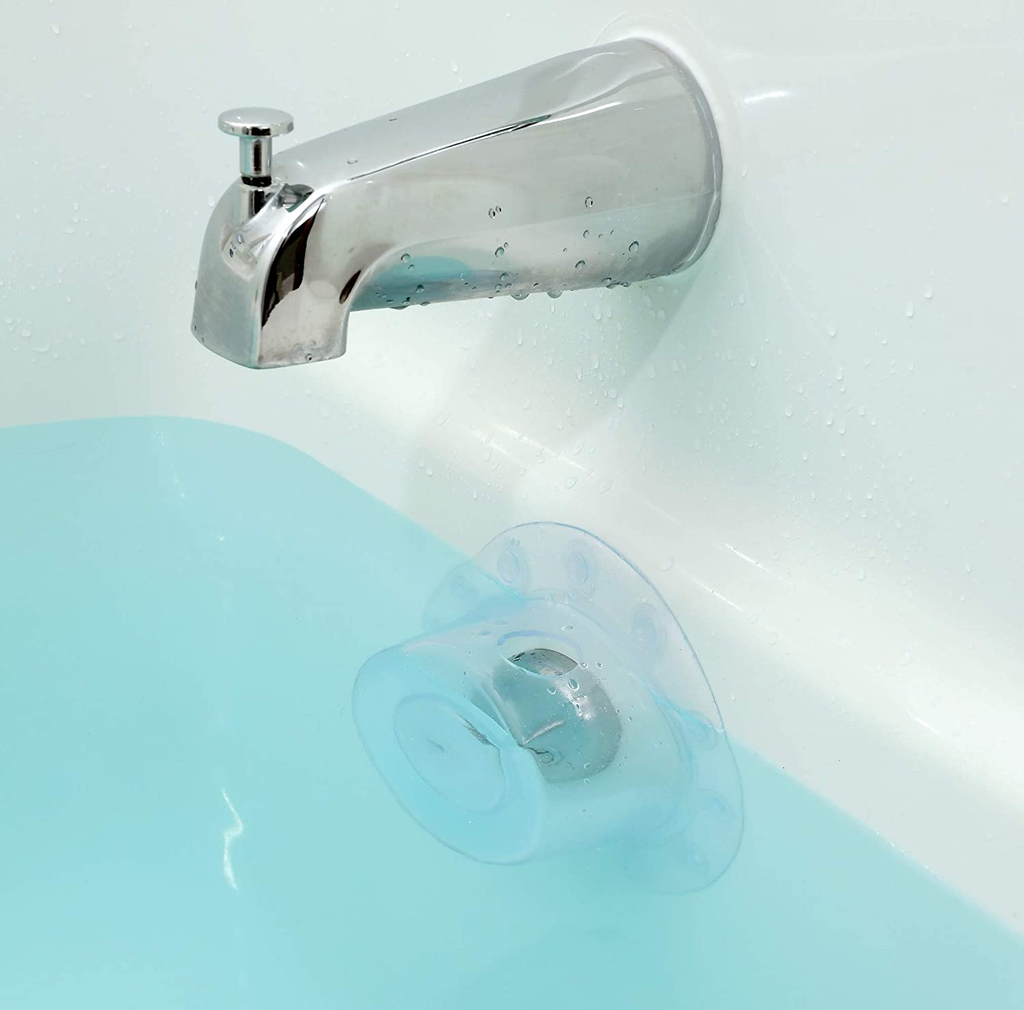 SlipX Solutions Bottomless Bath Overflow Drain Cover for Tubs, Adds Inches of Water to Your Bathtub for a Warmer, Deeper Bath (Clear, 4 inch Diameter)