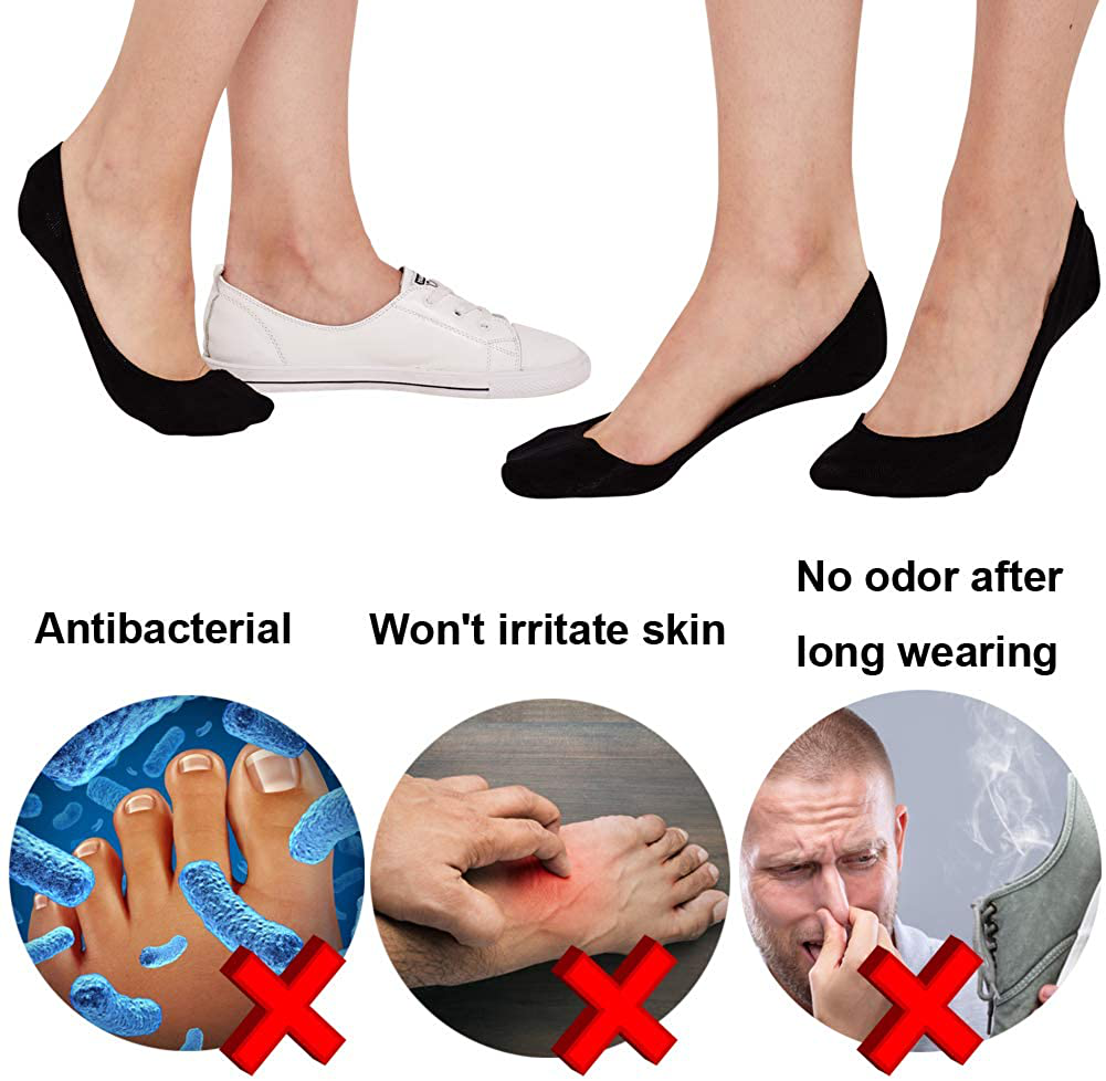 4 to 8 Pairs Ultra Low Cut No Show Socks Women Invisible for Flats and Dress Shoes Liner Socks with Non-Slip Heel Grips
