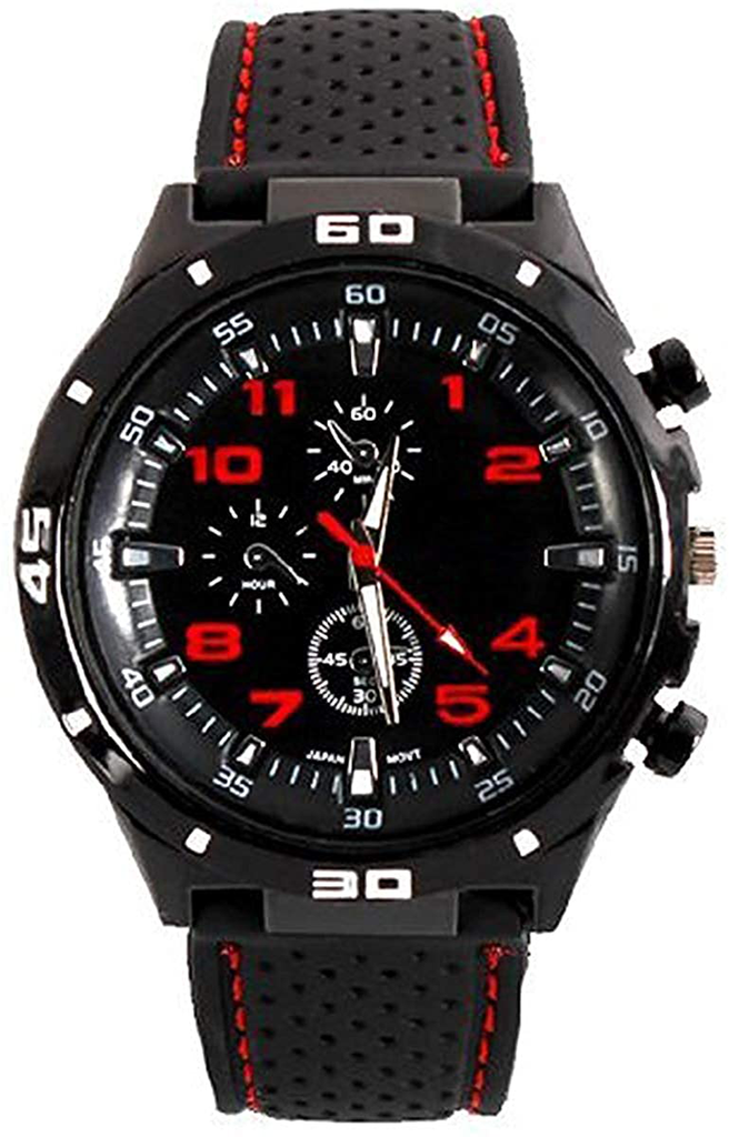 Men's GT Racer Sport Watch Military Pilot Aviator Army Style Black Silicone Mens Watch