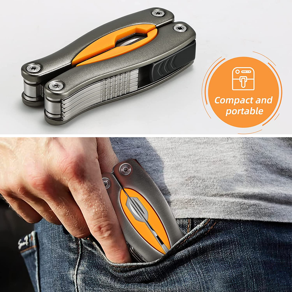 Multitool Pliers with Safety Locking, 15 in 1 Multitool Pocket Knife, Camping, Fishing, Simple Maintenance of Cool Gadgets, with Screwdriver, Folding Saw, Bottle Opener, Unique Gifts for Men Women