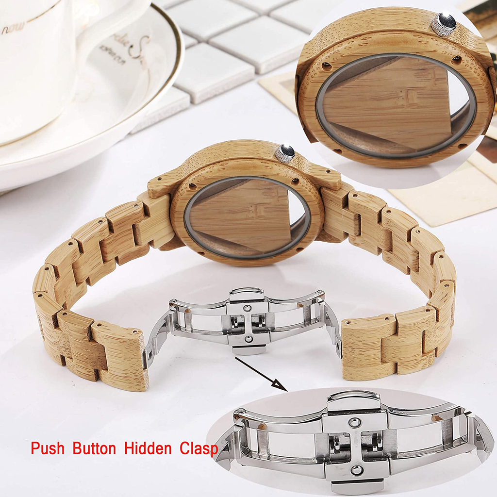 Men'S Wooden Watches Inverted Triangle Wood Watch for Mens Minimalist Quartz Watch Birthday Gifts