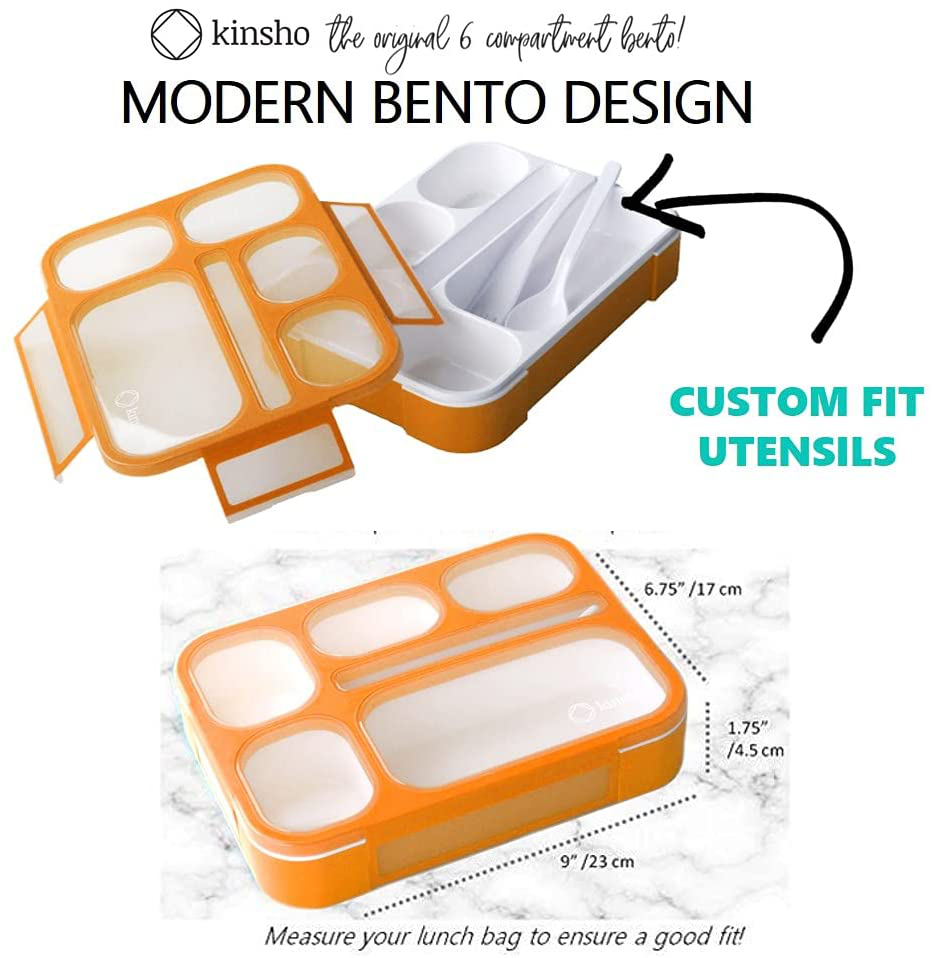 Bento-Box with Bag and Ice Pack Set. Lunch Boxes Snack Containers for Kids Boys Girls Adults. 6 Compartments, Leakproof Portion Container Boxes Insulated Bags for School Lunches, BPA Free (Navy Blue)
