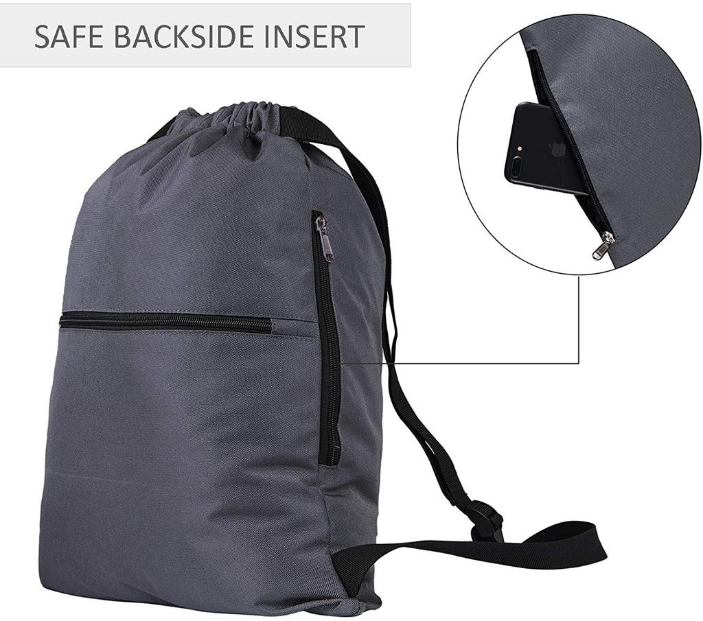 Vorspack Drawstring Backpack String Bag Sports Gym Sack with Side Pocket for Men Women
