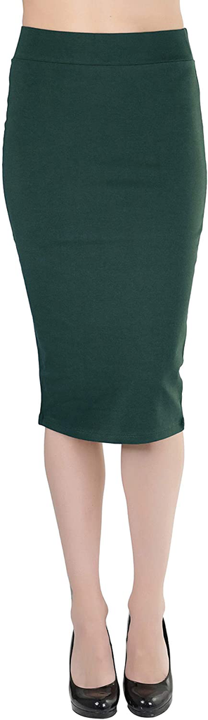 ToBeInStyle Women's Premium Cotton-Blend Basic Knee Skirt