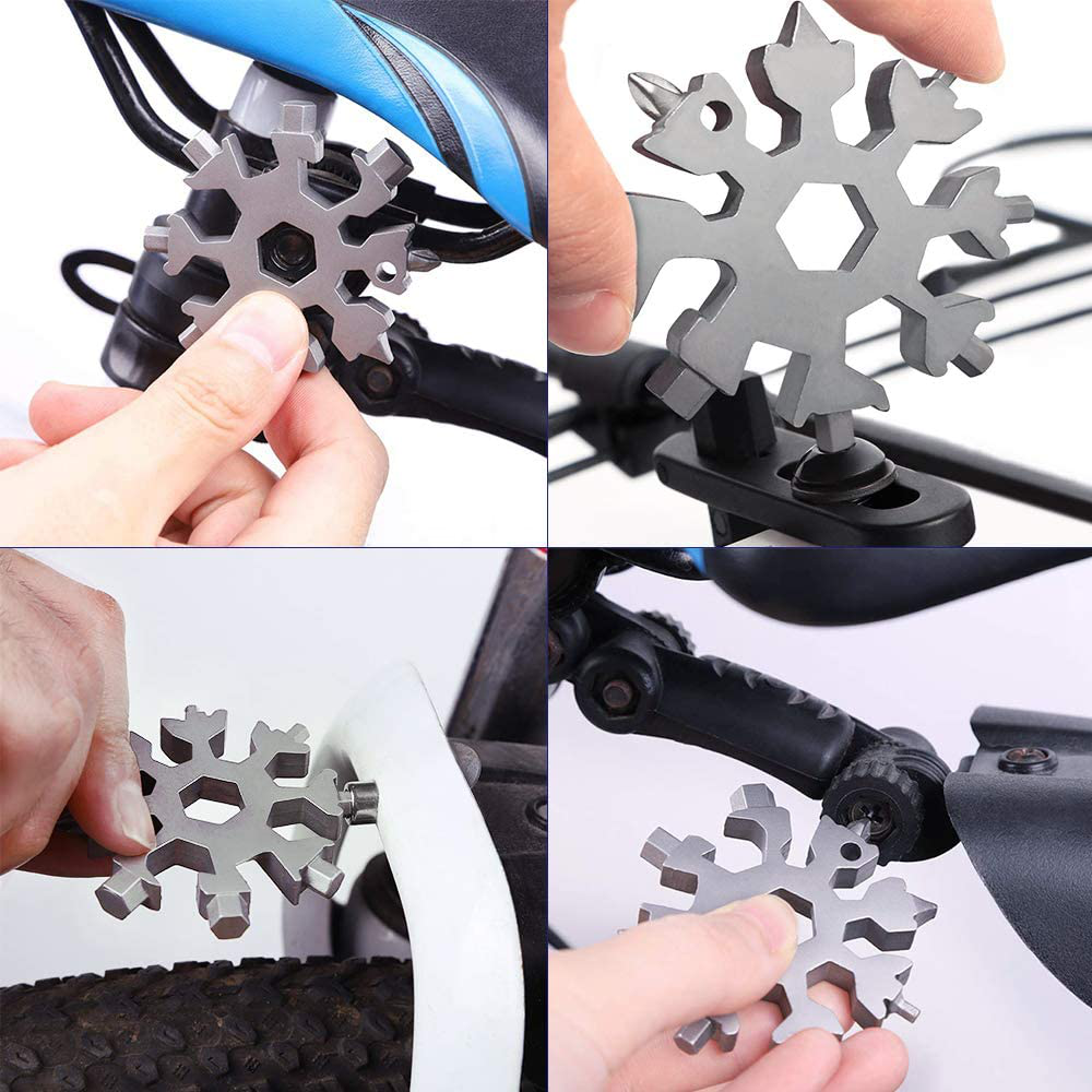 18-In-1 Snowflake Multi Tool, Stainless Steel Snowflake for Men Bottle Opener/Flat Phillips Screwdriver Kit/Wrench, Durable and Portable to Take, Great Gift for Him