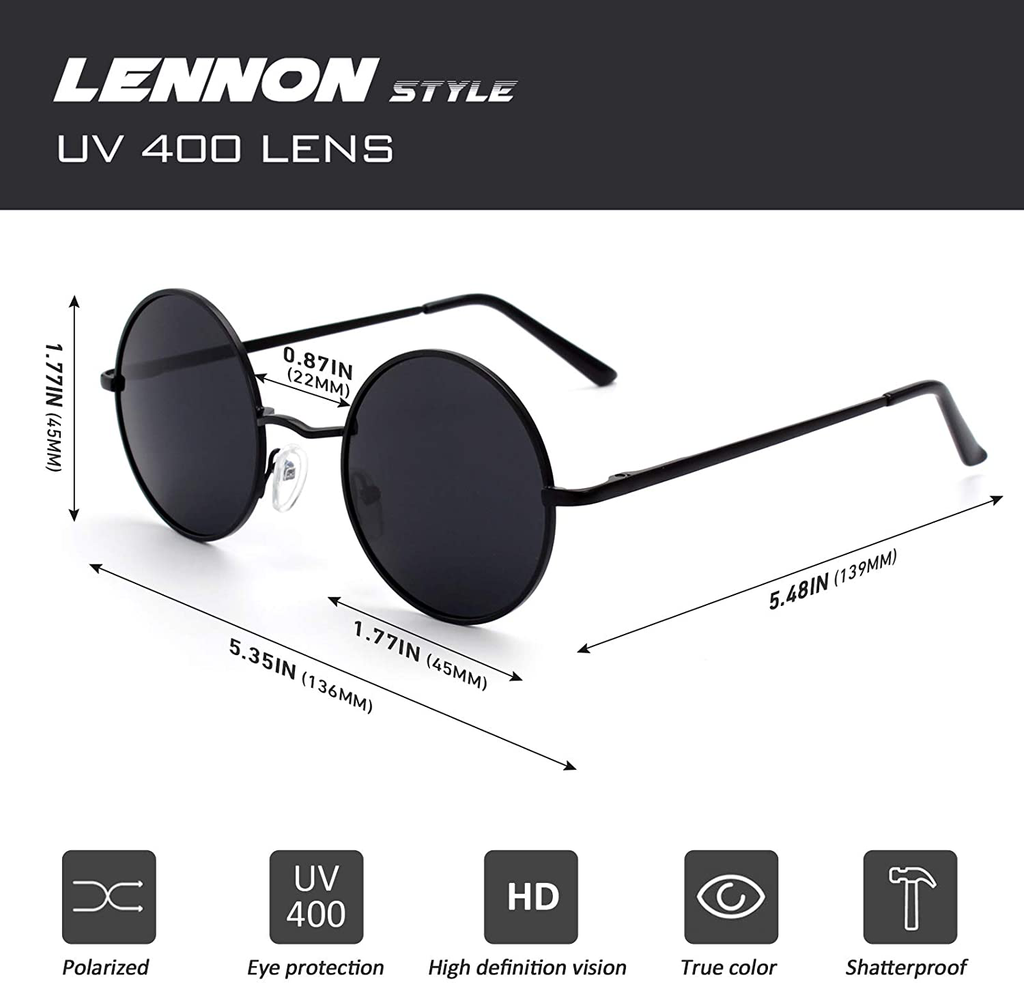 CGID E01 John Lennon Round Polarized Unisex Sunglasses