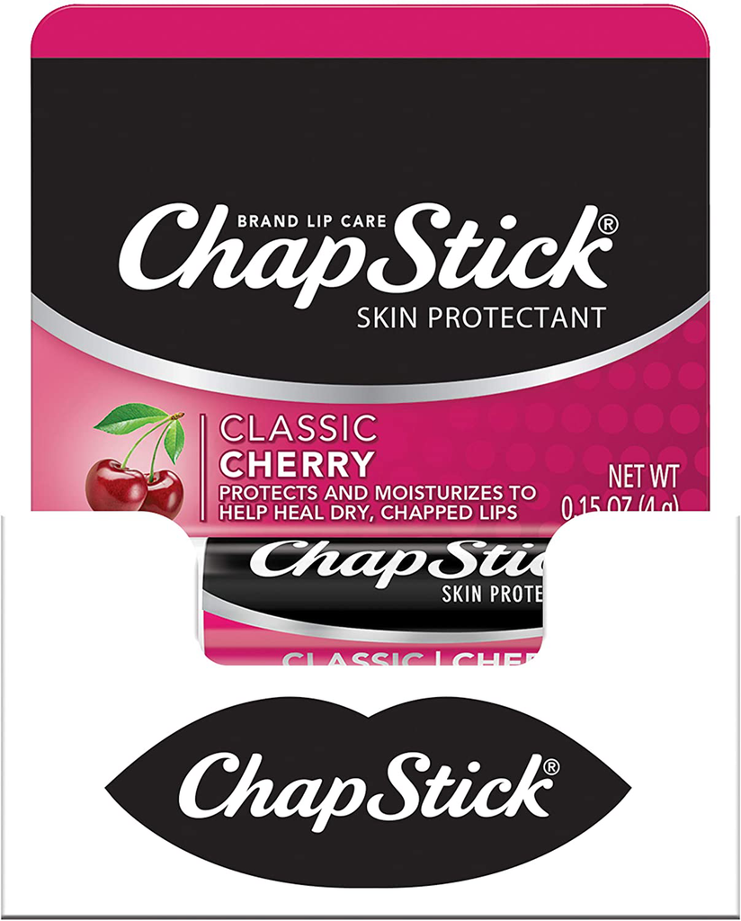Chapstick Classic Cherry Lip Balm Tube, Flavored Lip Balm for Lip Care on Chafed, Chapped or Cracked Lips - 0.15 Oz (Pack of 12)