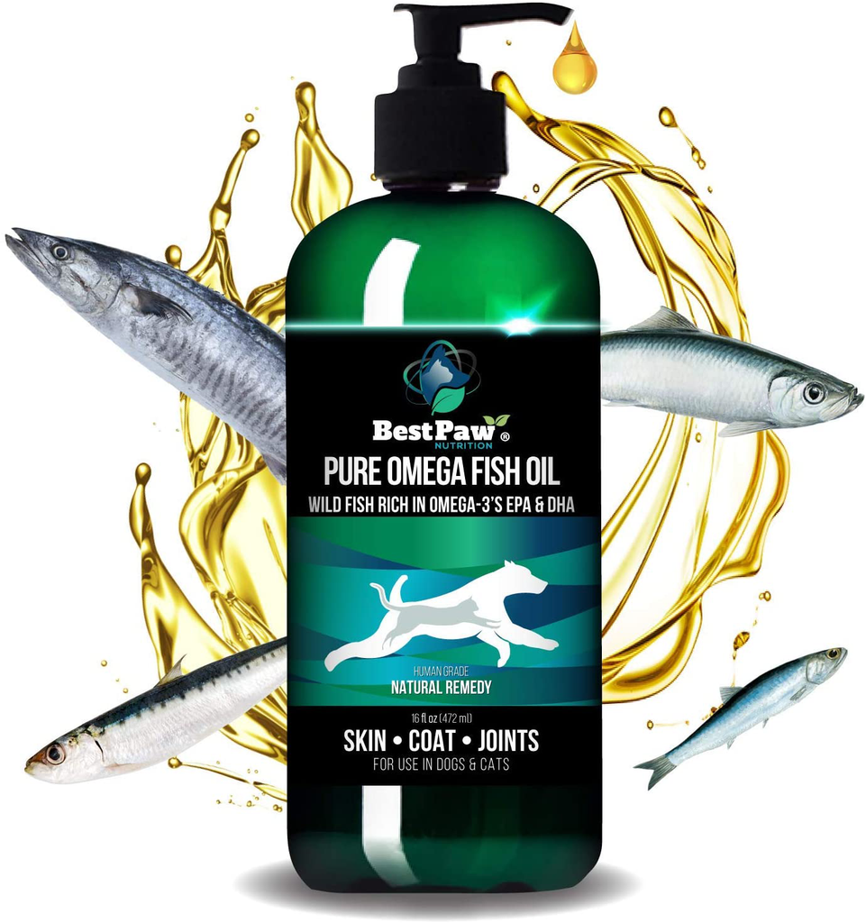 Best Paw Nutrition - Pure Omega Fish Oil for Dogs, Cats & Ferrets - Liquid Supplement for Joint Pain Relief - Soft Skin & Shiny Coat - Omega 3 Fish Oil Pets Love