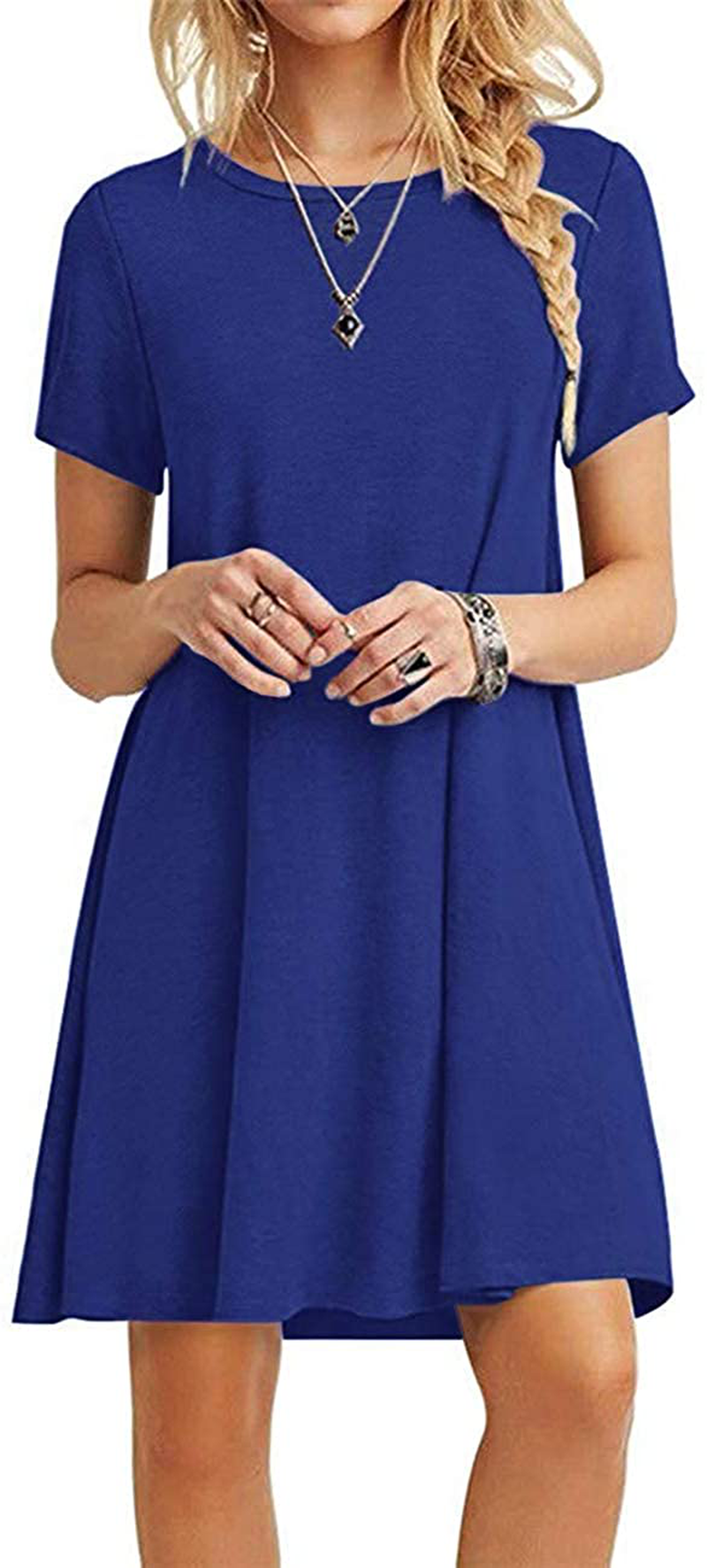 MOLERANI Women's Casual Plain Simple T-Shirt Loose Dress  MODAndME
