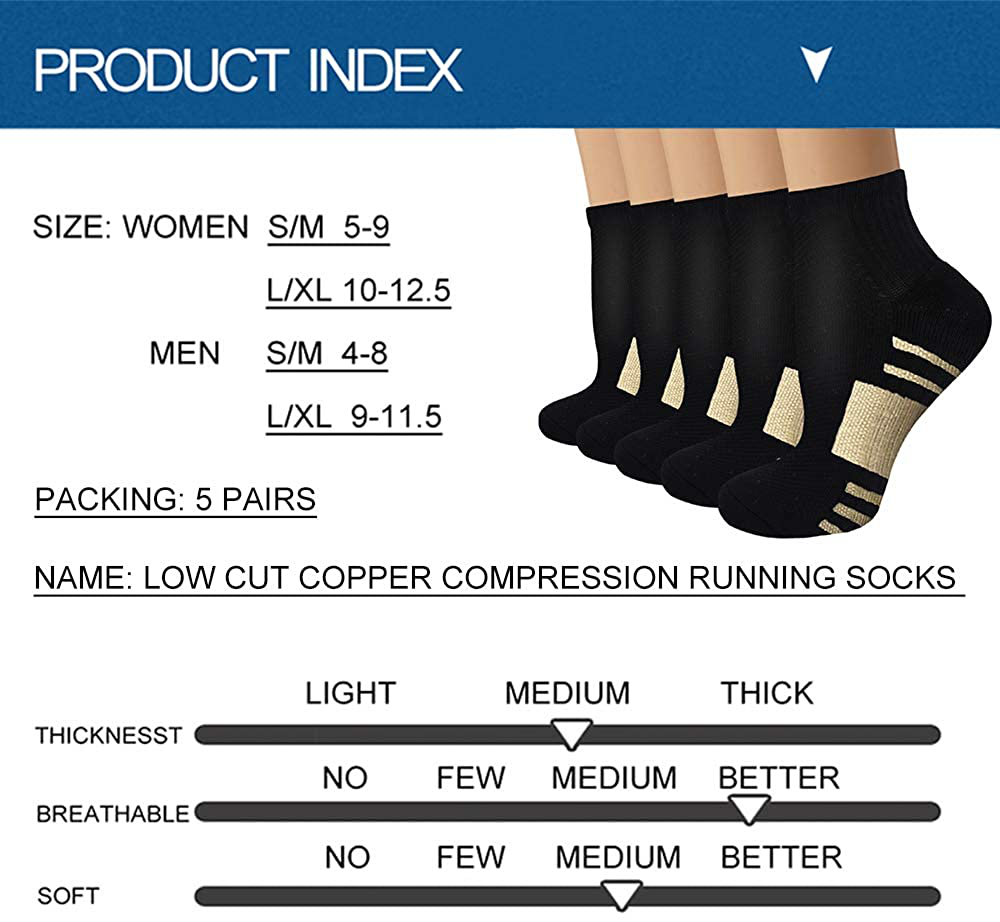 Copper Compression Socks for Men & Women Circulation- Plantar Fasciitis Socks Support for Athletic Running Cycling