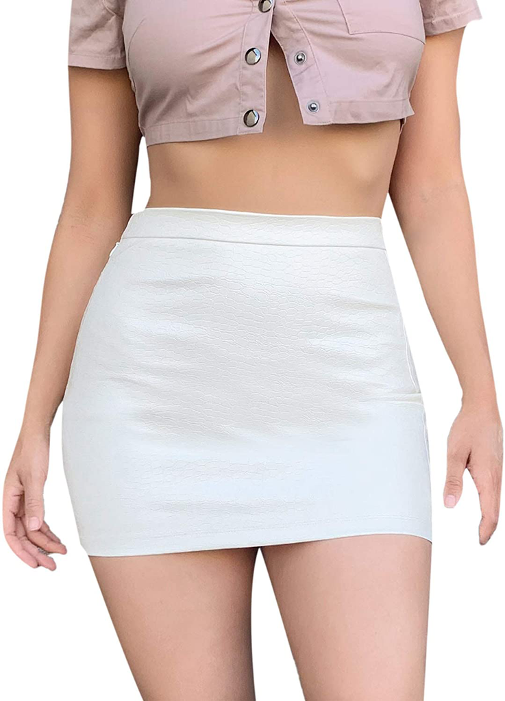 Floerns Women's High Waist Basic Bodycon Plain Short Tube Mini Skirt