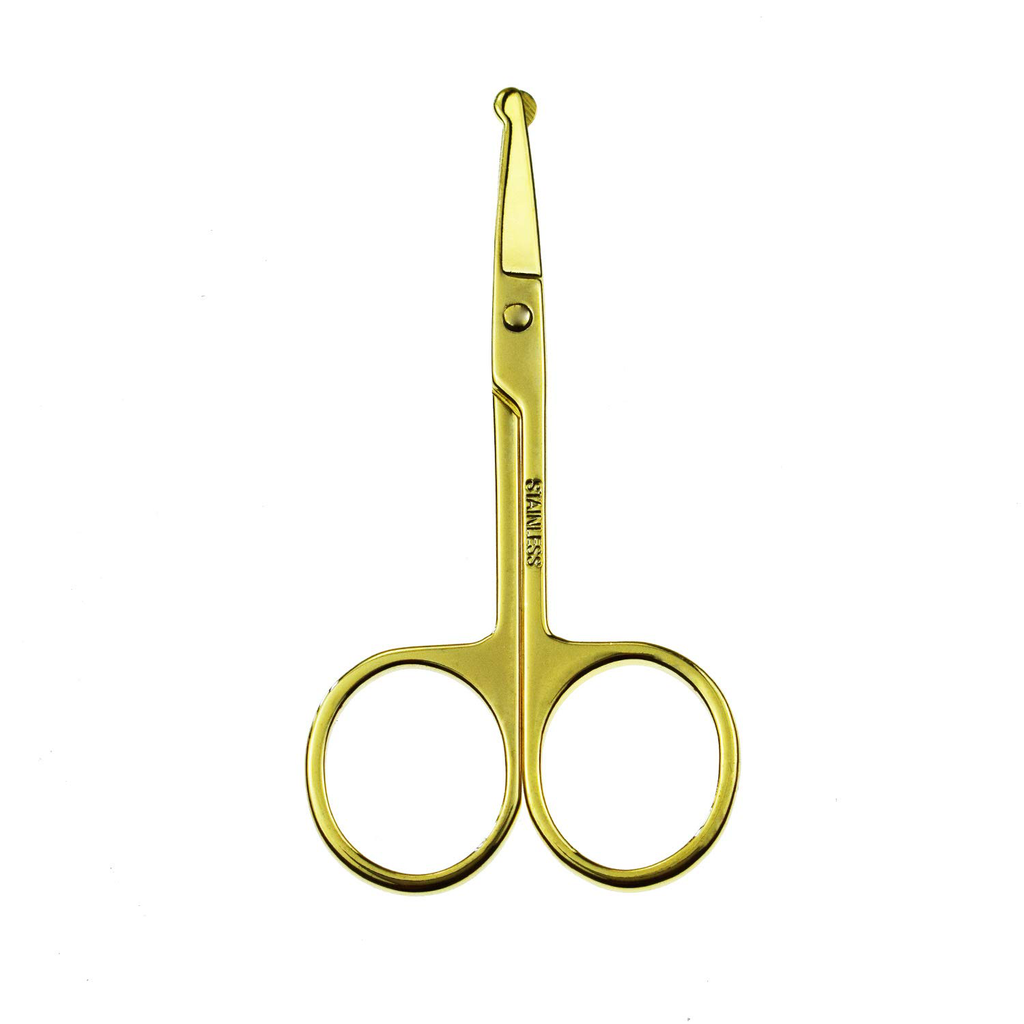 Motanar Nose Hair Trimmer Scissors-3.4' round Tip Scissors for Ear Eyebrow Beard Mustache Trimming - Multi Purpose round Personal Beauty Hair Care Tool for Men Women and Baby (Gold)