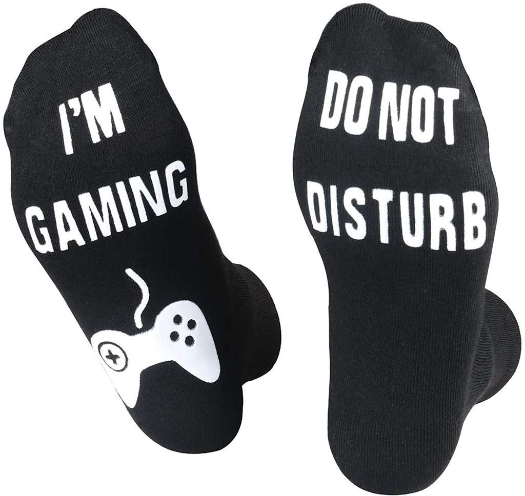 Do Not Disturb Gaming Socks, Funny Cotton Novelty Gamer Socks for Kid Teen Boys Mens Womens Game Lovers