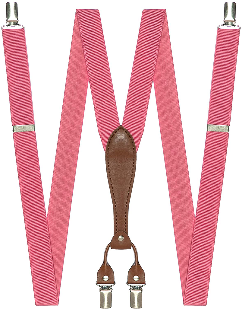 Adjustable Thin Y- Back Style Suspenders for Women and Men with 4 Metal Clips