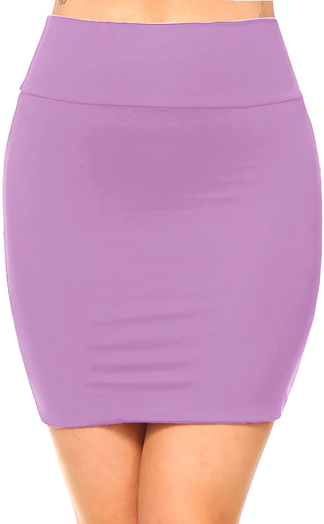 Fashionazzle Women's Casual Rayon Stretchy Bodycon Pencil Mini Skirt