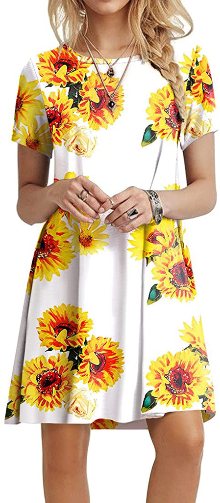 POPYOUNG Women's Summer Casual Tshirt Dresses