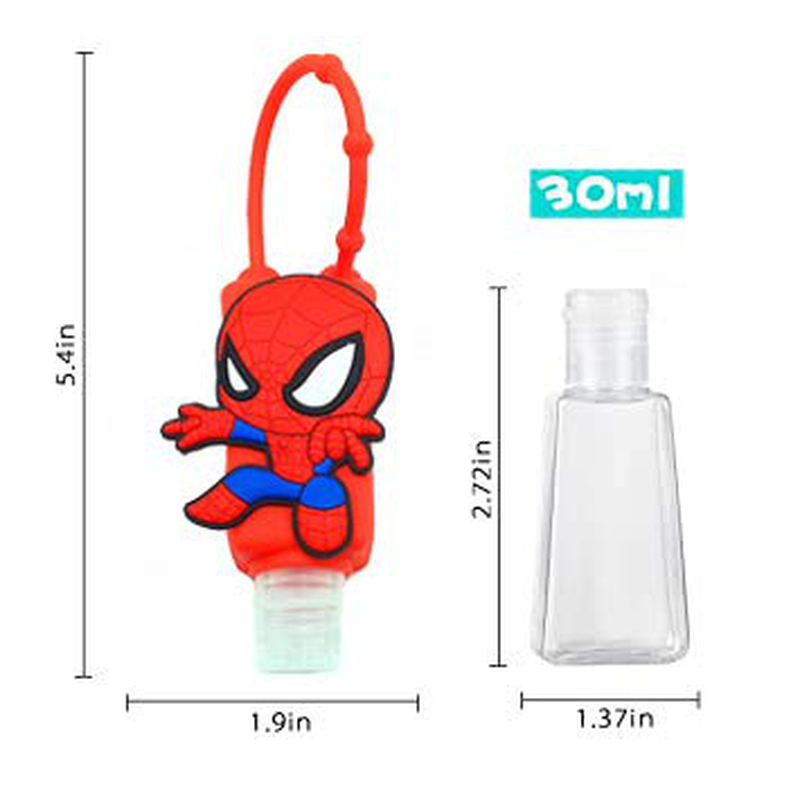 Cute Character Travel Hand Sanitizer Holder for Backpack, Travel Size Sanitizer Case, Kids Sanitizer Silicone Holder Leak Proof Refillable Travel Containers (1 Piece)