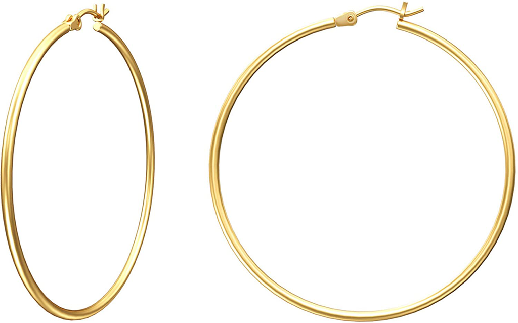 Women's 14K Gold Plated Hoops with 925 Sterling Silver Post