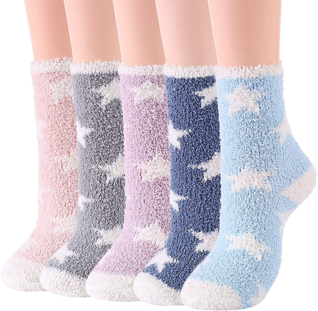 Zando Women Warm Super Soft Plush Slipper Sock Winter Fluffy Microfiber Crew Socks Casual Home Sleeping Fuzzy Cozy Sock