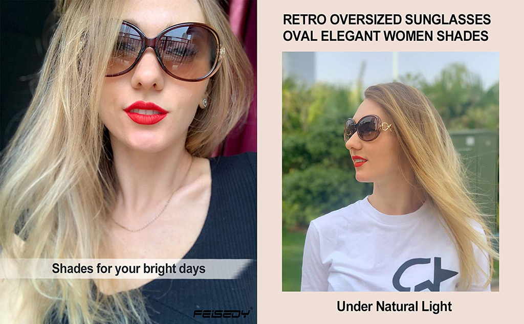 Women's Retro Oversized Sunglasses Designer Oval Eyewear