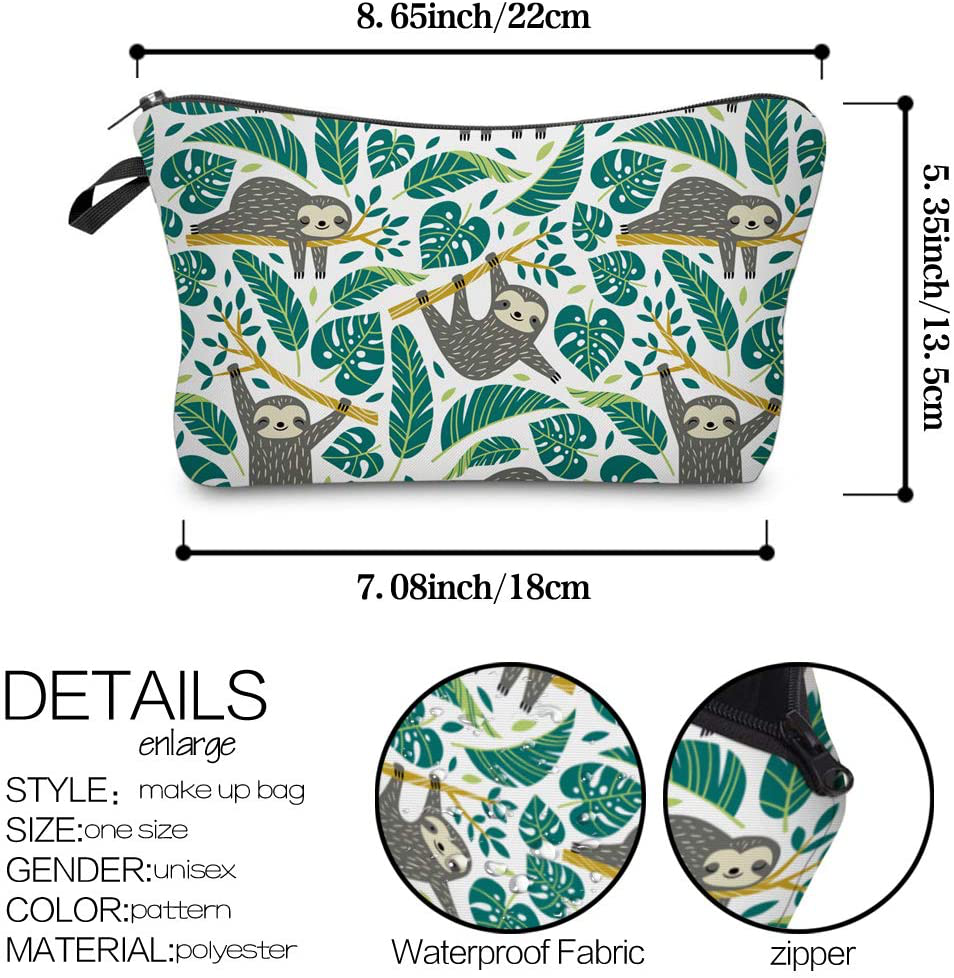 Cosmetic Bag for Women,Loomiloo Adorable Roomy Makeup Bags Travel Waterproof Toiletry Bag Accessories Organizer Sloth (Sloth 51476)