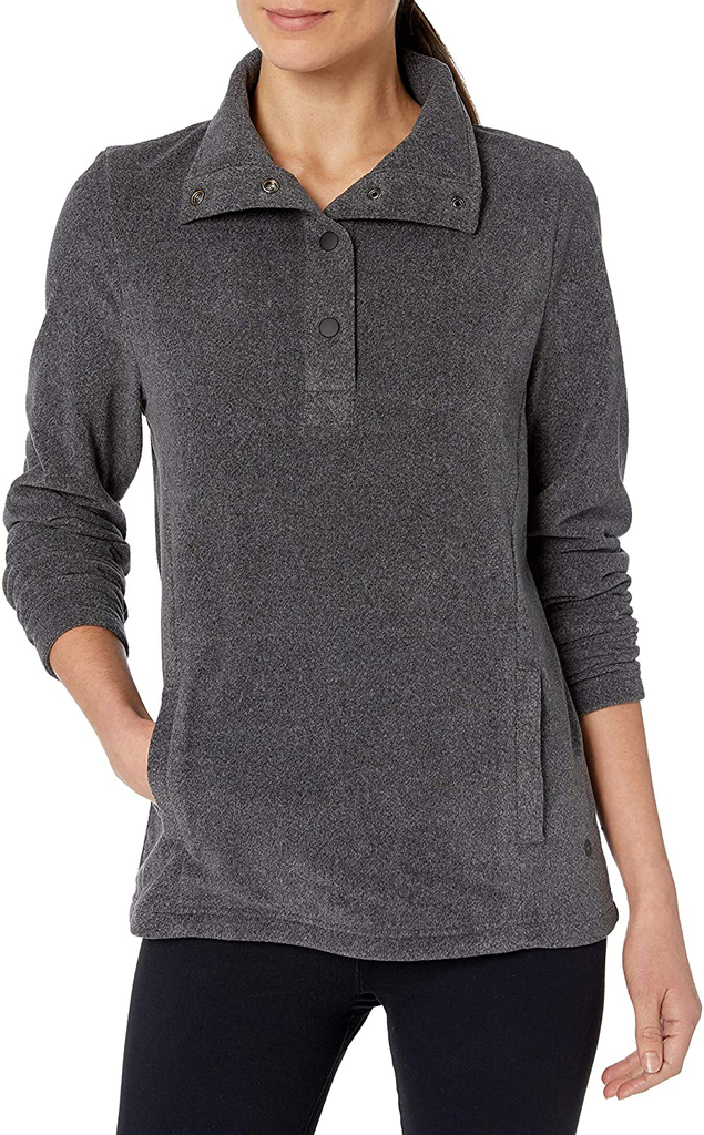 HI-TEC Women's Charlevoix Striped Double-Brushed Fleece Half Snap Sweatshirt