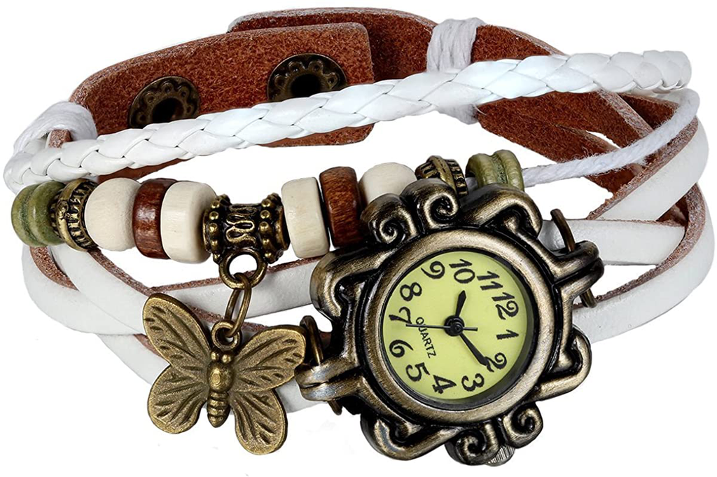 Jewelrywe Women Quartz Bracelet Watch Fashion Weave Wrap around Leather Wrist Watch Classic Bracelet Watch Set, for Valentine’S Day