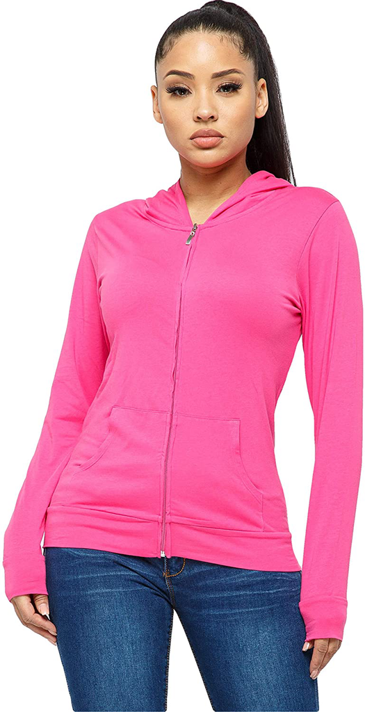 WINESTER & COMPANY Women's Hoodie - Casual Long Sleeve Full Zip Up Slim Fit Hooded Jacket Sweatshirt Workout Active Top