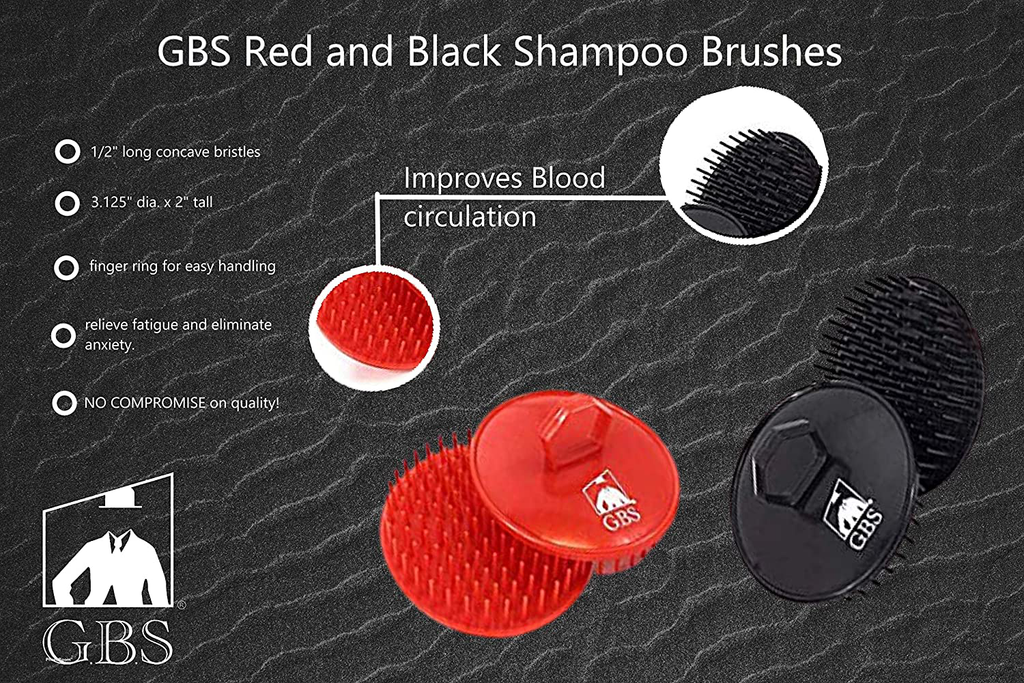 G.B.S Soft Red & Black 2 Pack Scalp Massage Brush- Promotes Healthy Hair for Women and Men, Grooming Brush, Good Quality Massage Brush for Sensitive Scalp-Anti Dandruff Brush, Scalp Care Brush, Helps in Hair Growth