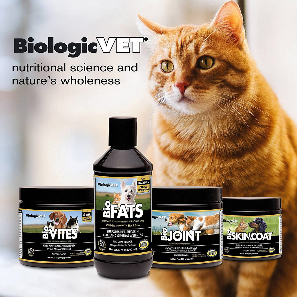 FLORA BiologicVET BioVITES Cat & Dog Multivitamin Powder - Essential Dog Vitamins, Minerals, Enzymes & Prebiotics - Organic Fiber Cat Dog Supplement for Digestion & Immune Support for Dogs & Cats, 7oz