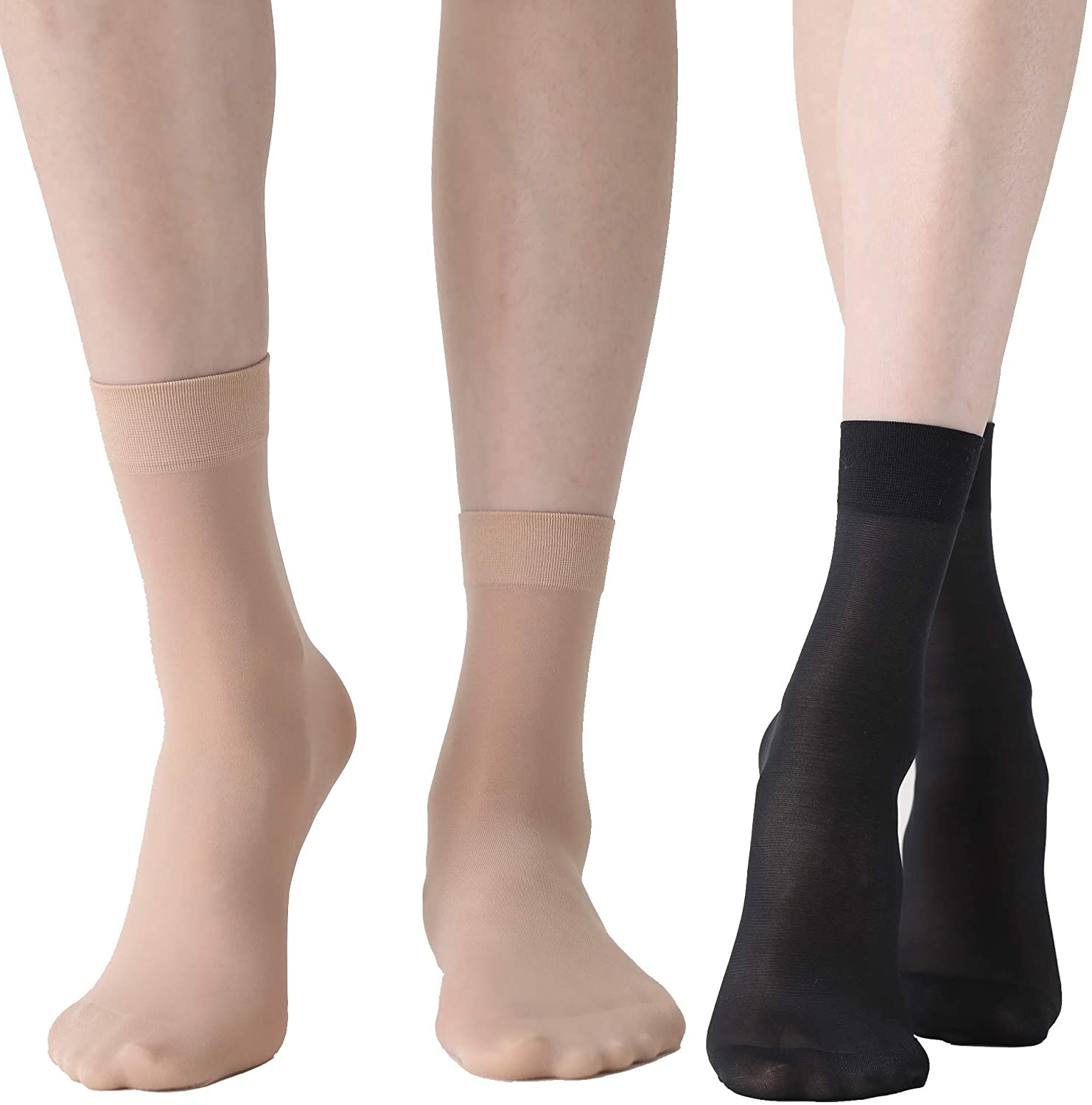 FITU Women's 10-24 Pairs (in Gift Box) Ankle High Sheer Nylon Socks So –  MODAndME