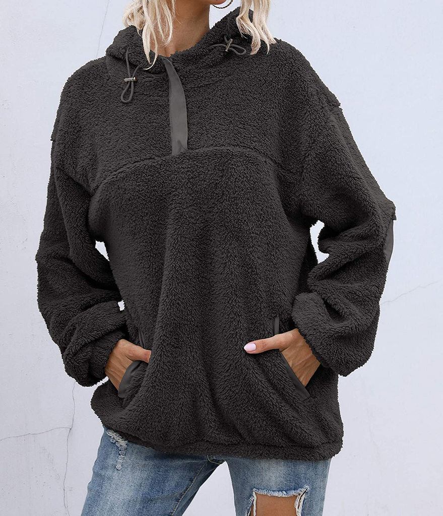 PRETTYGARDEN Women's Long Sleeve Fuzzy Sherpa Fleece Sweatshirt Coat Zipper Hoodie Oversized Pullover Outwear with Pockets
