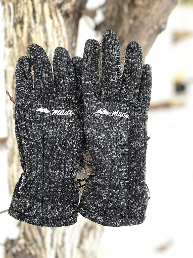 Mountain Made Cold Weather Knit Gloves For Winter Outdoors Men and Women