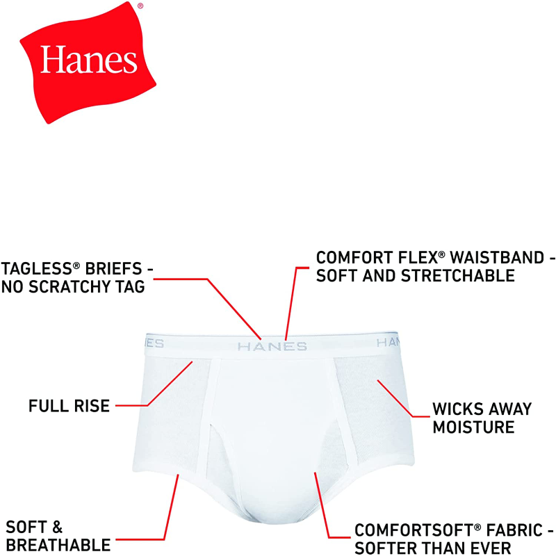 Pack of 9 Men's Hanes White Briefs with Comfortflex Waistband